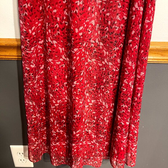 NWT Red BCBGeneration Red Floral Long Sleeve Wrap Dress Size 16 Mesh - Picture 4 of 10